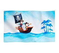 Runesol Drapeau Pirate pour Enfants, 91 x 152 cm, 91 x 152 cm, Bannière Pirate pour Enfants, Drapeau Tête de Mort, Jolly Roger, Drapeaux Tête de Mort