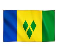 Runesol Drapeau Saint-Vincent et les Grenadines, 91x152cm, 3ft x 5ft, 4 Anneaux, œillet dans chaque coin, Drapeaux caribéen, Drapeau trois losanges, Jour des héros nationaux, Extérieur