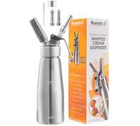 Runesol Siphon Chantilly Professionnel Aluminium 500ml, Sans Fuite Syphon Cuisine de Chantilly 3 Douilles en Acier Inoxydable et 1 Brosse, Siphons Cuisine Materiel Patisserie pour Desserts de Noël