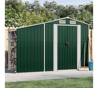 Runheo Abri de jardin vert en acier galvanisé - 277 x 93 x 179 cm - Résistant aux intempéries et verrouillable - Grand abri de jardin pour outils, vélo, tondeuse à gazon, poubelle et rangement du bois