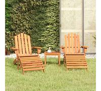 Runheo Adirondack Salon de jardin 3 pièces en bois d'acacia massif, pliable, pour terrasse, balcon, mobilier d'extérieur, en bois d'acacia robuste, fauteuil de jardin confortable avec repose-pieds et