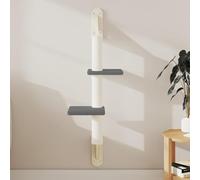 Runheo Arbre à chat avec colonne à chat - Montage mural - Gris foncé - 108 cm - Arbre à chat avec sisal et surfaces de couchage en peluche - Pour le soin des griffes, jouer, dormir et se cacher