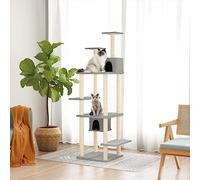 Runheo Arbre à chat avec griffoir en sisal, gris clair, 176 cm, maison en peluche avec grotte, hamac et niche pour l'entretien des griffes, jouer, escalade, dormir et cacher