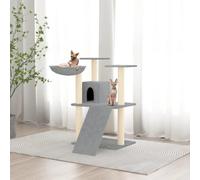 Runheo Arbre à chat avec griffoirs en sisal et peluche douce - Gris clair - 83 cm - Arbre à escalade à plusieurs niveaux avec grotte, hamac et surfaces de couchage - Maison pour chat d'intérieur pour