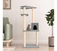 Runheo Arbre à Chat avec griffoirs en sisal Gris Clair 123 cm, Tour de Jeu pour Chats avec Plateforme, Maison et hamac, Meuble d'intérieur, idéal pour la détente, Escalade et Observation