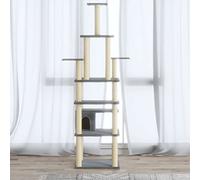 Runheo Arbre à chat avec griffoirs en sisal, gris clair, 183 cm, arbre à grimper, mobilier à chat en peluche sisal, tour de jeu stable avec maison, entretien des griffes et espace de repos pour jouer