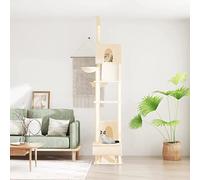 Runheo Arbre à Chat du Sol au Plafond Crème 277-303 cm avec Plusieurs Niveaux, Maison, hamacs, échelles, Tunnel et Plateformes pour Chat, idéal pour Grimper, se percher, se Cacher et se détendre