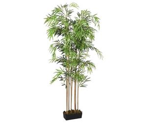 Runheo Arbre en bambou artificiel avec 1095 feuilles en fibre textile, 150 cm de haut, arbre artificiel vert avec troncs en bambou dans pot en plastique, décoration facile d'entretien pour salon