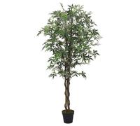 Runheo Arbre en érable artificiel avec 224 feuilles de 80 cm, vert en troncs en bois et feuilles de fibres textiles, décoration facile d'entretien dans un pot en plastique, réaliste pour salon, bureau
