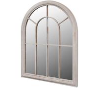 Runheo Arche miroir de jardin rustique - 69 x 89 cm - Blanc vieilli - En fer avec verre - Pour intérieur et extérieur - Résistant aux intempéries - Pour abri de jardin, terrasse, balcon, cour, serre