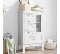 Runheo Armoire à 5 tiroirs, 2 compartiments, blanc, MDF et pin, 53 x 30,5 x 95,5 cm, buffet et commode, espace de rangement pour chambre à coucher, salon, bureau, couloir, rangement et rangement