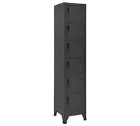 Runheo Armoire à casiers verrouillables, anthracite, 38 x 40 x 180 cm, en acier, 6 compartiments avec fentes d'aération, verrouillable, pour bureau, école, vestiaire, armoire de rangement polyvalente
