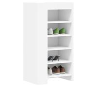 Runheo Armoire à Chaussures Blanche 52x37,5x100 cm en Bois d'ingénierie avec 5 étagères, Support modulable et tiroirs pour Rangement Efficace dans entrée, Dressing ou Chambre