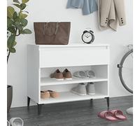 Runheo Armoire à Chaussures Blanche 70x36x60 cm en Bois d'ingénierie avec Compartiments pour Chaussures, Support Organiseur modulable pour entrée, Dressing ou Couloir