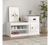 Runheo Armoire à chaussures blanche en bois 100 x 42 x 60 cm avec beaucoup d'espace de rangement, étagère fermée pour couloir, système de rangement peu encombrant, commode stable comme rangement à
