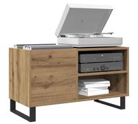 Runheo Armoire à disques en chêne Artisan 84,5 x 38 x 48 cm avec pieds en fer, espace de rangement spacieux pour disques vinyles, meubles en vinyle pour salon, étagère stable pour tourne-disque