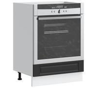 Runheo Armoire à Four Porto Noir Bois d'ingénierie Meuble Cuisine Rangement Compact avec Pieds réglables pour Micro-Ondes et Vaisselle capacité 50 kg adaptée Salon cellier Salle à Manger