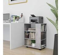 Runheo Armoire à roulettes Gris béton en Bois d'ingénierie 60x35x75 cm avec 4 roulettes Dont 2 verrouillables Rangement Bureau Salon Chambre Cuisine Polyvalent