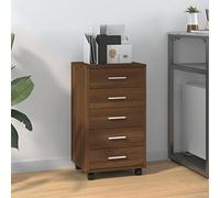 Runheo Armoire à tiroirs à roulettes en bois effet chêne marron 33 x 38 x 63 cm 5 tiroirs pour bureau et bureau