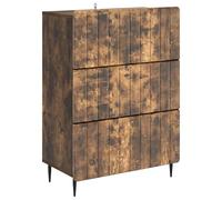 Runheo Armoire à tiroirs en chêne fumé Meuble Rangement Moderne 66 x 34,5 x 92 cm 3 tiroirs Caisson Bureau Chambre Salon avec Compartiments pour Organiser efficacement