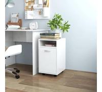 Runheo Armoire d'appoint à roulettes en bois - Blanc brillant - 33 x 38 x 60 cm - Avec roues verrouillables - Pour cuisine, bureau, salon, espace de rangement