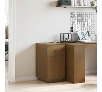 Runheo Armoire de bureau marron miel, 40 x 50 x 75 cm, en pin massif, avec 1 tiroir et 2 compartiments, armoire de rangement polyvalente pour bureau et salon