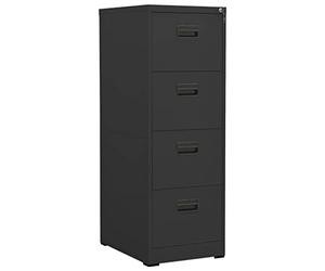 Runheo Armoire de classement anthracite en acier 46 x 62 x 133 cm avec 4 tiroirs verrouillables - Classeur suspendu pour dossiers, documents, bureau à domicile, organisation