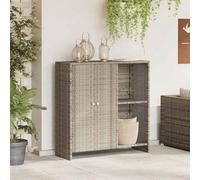 Runheo Armoire de rangement en rotin gris clair avec 2 portes, 2 étagères, 100 x 36 x 102 cm, peu encombrant, pour salon, chambre, couloir, bureau, espace de rangement polyvalent et étagère