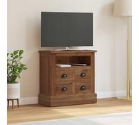 Runheo Armoire de rangement en teck massif naturel avec 4 tiroirs et étagère - 60 x 30 x 60 cm - Compact pour salon, chambre à coucher, couloir, espace de rangement et ordre - Style maison de campagne