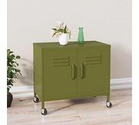 Runheo Armoire de rangement - Vert olive - 60 x 35 x 56 cm - En acier - Roulable avec freins - Étagère réglable - Robuste - Pour bureau, cuisine, garage - Solution de rangement polyvalente