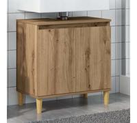 Runheo Armoire d'évier chêne Artisanal Bois d'ingénierie 58x33x60 cm Meuble lavabo sous Vasque Rangement avec Portes et Pieds Robustes pour Salle Bain, Toilette, buanderie, aménagement Mural ou Sol