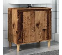 Runheo Armoire d'évier en Bois d'ingénierie Vieux Bois 58x33x60 cm Meuble lavabo sous Vasque avec Rangement Porte tiroir Pieds Solides pour Salle de Bain aménagement organisé