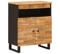 Runheo Armoire latérale avec porte marron en bois massif de mangue, 60 x 33 x 75 cm, buffet avec espace de rangement et étagère pour salon, armoire de rangement avec compartiments et design pratique