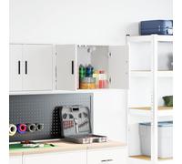 Runheo Armoire murale de garage blanche en bois 60 x 30 x 41 cm, charge maximale de 60 kg, avec porte et compartiment, espace de rangement pour outils, atelier, cave, bureau et entrepôt