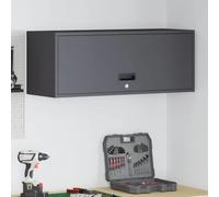 Runheo Armoire Murale en Acier Noir 90 x 33 x 35 cm avec Serrure à pêne Dormant, Compartiment Unique, Porte basculante, Rangement sécurisé pour Garage Atelier et intérieur