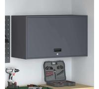 Runheo Armoire Murale pour Garage en Acier Anthracite 90 x 40 x 53 cm avec Serrure à clé, Porte basculante et poignée encastrée, Meuble de Rangement sécurisé pour Atelier et intérieur