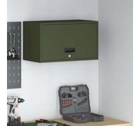 Runheo Armoire Murale pour Garage Vert Olive en Acier 60 x 33 x 35 cm avec Serrure métallique, Compartiment Unique, Porte basculante et poignée encastrée pour Rangement sécurisé et