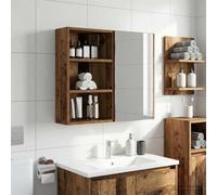 Runheo Armoire Murale Salle de Bain Bois Ancien 40 x 16 x 62,5 cm avec 2 étagères, Rangement Pratique, Meuble Suspendu Compact pour lavabo, Colonne, Compatible Salle de Bains Moderne