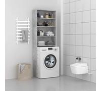 Runheo Armoire pour machine à laver - Gris béton - 64 x 24 x 190 cm - Avec 4 étagères - Espace de rangement pour machine à laver et sèche-linge - Meubles de salle de bain avec anti-vibrations et