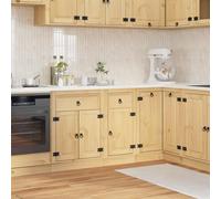 Runheo Armoire SKI marron miel en pin massif 40 x 46 x 81,5 cm avec espace de rangement, tiroir, étagère et porte pour salle à manger, cuisine, garde-manger et organisation du salon
