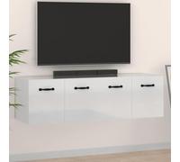 Runheo Armoires murales 2 pcs en Bois d'ingénierie Blanc Brillant 80x36,5x35 cm avec Compartiments Pratiques pour Rangement dans Salon, Chambre, Cuisine et Bureau