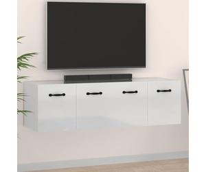 Runheo Armoires murales 2 pcs en Bois d'ingénierie Blanc Brillant 80x36,5x35 cm avec Compartiments Pratiques pour Rangement dans Salon, Chambre, Cuisine et Bureau