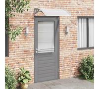 Runheo Auvent de porte gris et transparent 100 x 75 cm en polycarbonate avec supports ABS et barre en aluminium résistant aux intempéries, aux UV, facile à monter pour balcon, jardin comme protection