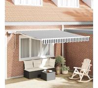 Runheo Auvent Manuel rétractable avec LED en Tissu Polyester 300x250 cm Anthracite Blanc Aluminium pour terrasse Balcon Jardin extérieur ombrage Protection