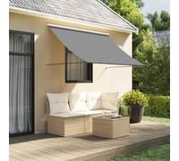 Runheo Auvent rétractable anthracite - 250 x 150 cm - Tissu et acier - Protection solaire extensible - Résistant aux UV - Résistant aux intempéries - Pour balcon, jardin, terrasse - Avec cadre en