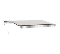 Runheo Auvent rétractable gris clair blanc 400 x 350 cm tissu résistant aux intempéries avec éclairage LED pour balcon, terrasse, protection solaire et ombrage extérieur autoportant