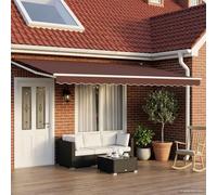 Runheo Auvent rétractable marron en 100 % polyester et aluminium - 4 x 2 m - Avec manivelle - Résistant aux intempéries - Protection solaire pour balcon, terrasse, jardin - Comme distributeur d'ombre