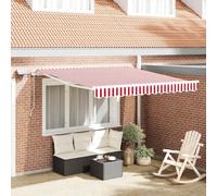 Runheo Auvent rétractable rouge et blanc en tissu et acier 300 x 250 cm avec bras articulé et manivelle pour balcon, jardin comme protection solaire flexible et distributeur d'ombre, imperméable