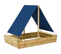 Runheo Bac à sable avec toit en bois de pin imprégné, 160 x 100 x 133 cm, pour jardin, terrasse, cour et balcon, avec toit en tissu pour aire de jeux et extérieur