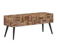 Runheo Banc 110 x 35 x 45 cm, en teck massif recyclé gris, cadre en métal robuste, polyvalent, durable pour le salon et la cuisine